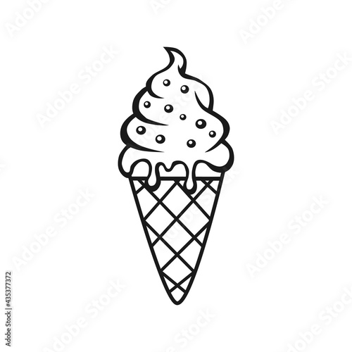 Ice cream Vector outline illustration drawings on a white background