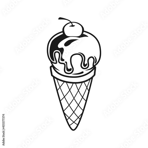 Ice cream Vector outline illustration drawings on a white background