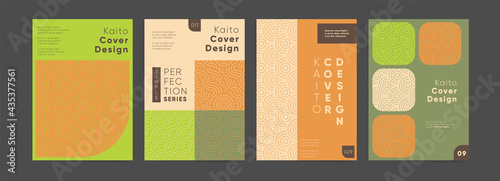 Abstract geometric business presentation set. Vector A4 vertical orientation. Trendy Layout for book cover, poster, banner, placard, annual report, card, flyer and. Asian modern cover design template
