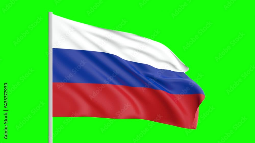 National Flag Of Russia Waving In The Wind on Green Screen With Alpha Matte National Flag Of Russia Waving In The Wind on Green Screen With Alpha Matte