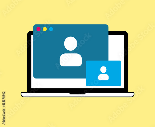 Online webinar, video call on laptop. Meetings at the level of colleagues, modern education