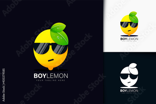 Boy and lemon logo design