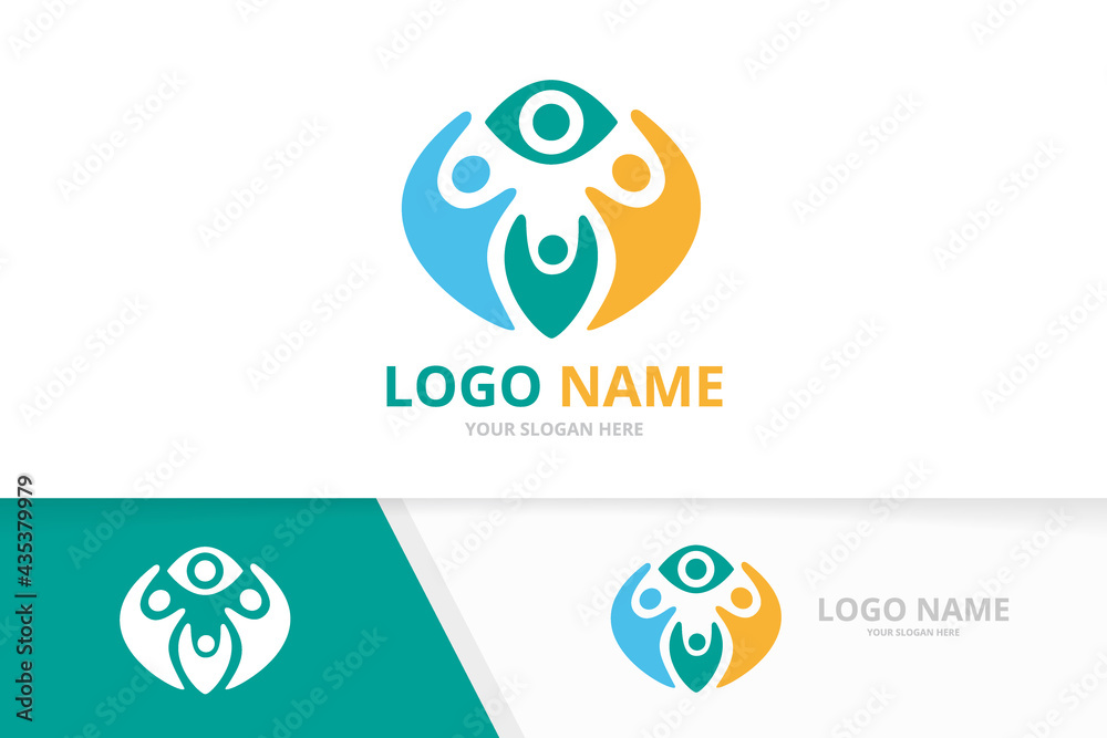Vector eye and family logo combination. Unique team logotype design template. Vector eye and family logo combination. Unique team logotype design template.