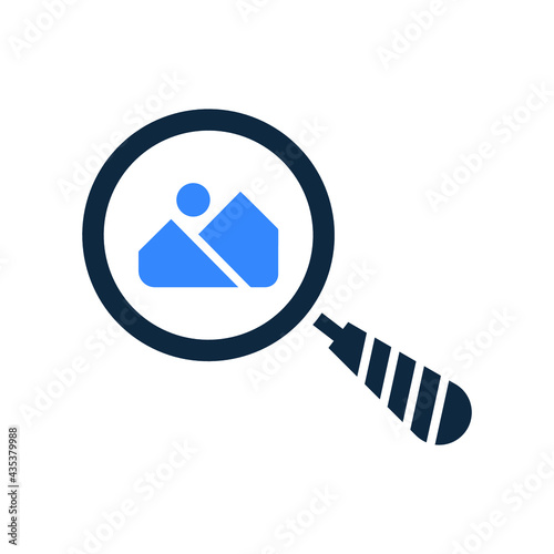 Find images, Search photos icon. Simple vector on isolated white background.