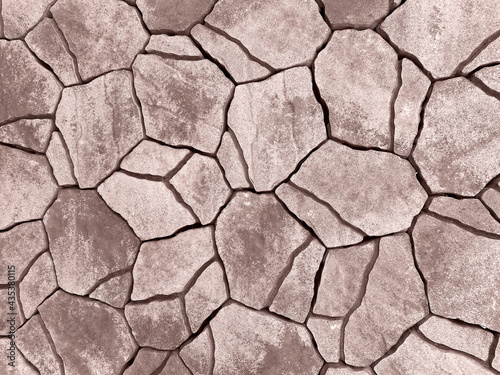 Top view of abstract beige and brown stone tiles background with geometric pattern. 