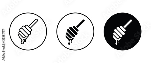 Dripping Honey Icon, Spoon for honey icons button, vector, sign, symbol, logo, illustration, editable stroke, flat design style isolated on white linear pictogram
