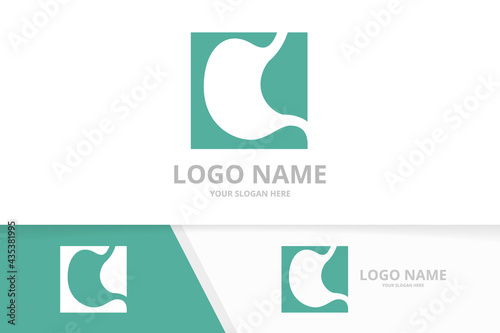 Business stomach care logo design concept. Premium gastrointestinal tract logotype template.