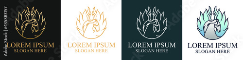 Vector logo design pegasus. Horse set. 