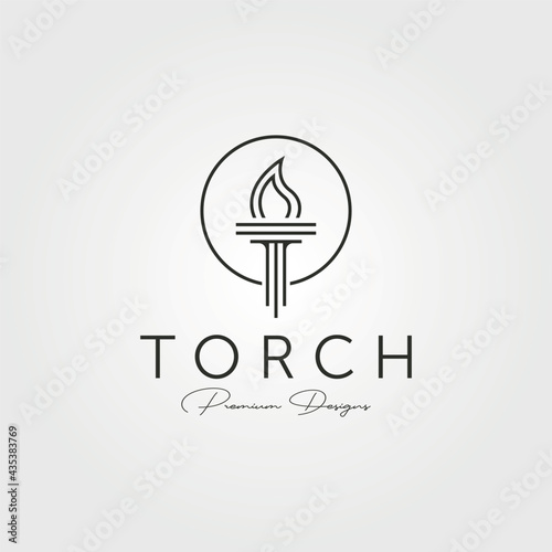minimal torch icon logo vector line art symbol illustration design, company logo design