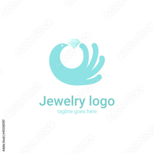 Bird hand fingers wing diamond jewel vector logo