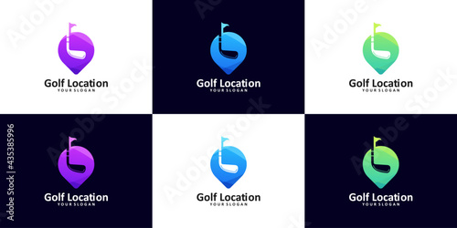 Location golf logo design gradient color