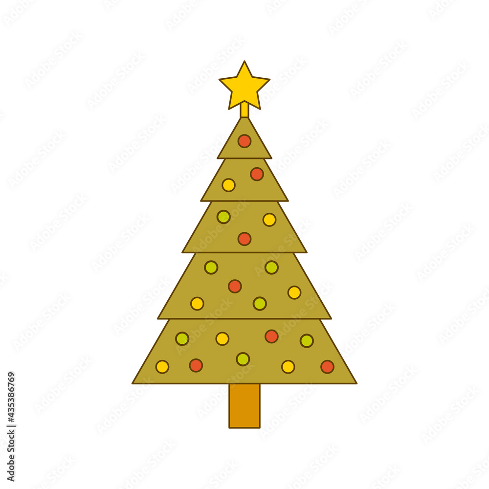 Isolated outline Christmas tree on white. Isolated outline Christmas tree on white.
