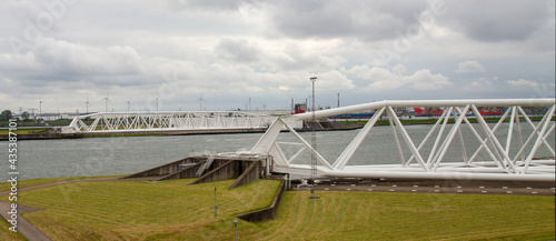 The Maeslantkering (Maeslant barrier in Dutch) is a storm surge barrier on the Nieuwe Waterweg, in South Holland, Netherlands photo