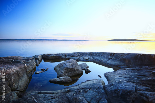 stones lakeside landscape coast view