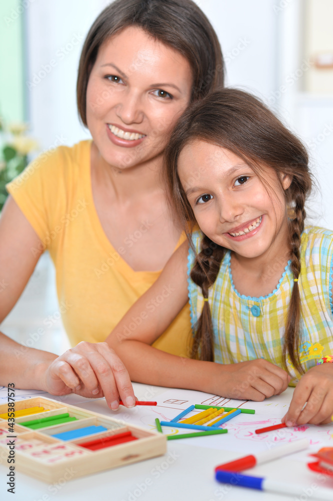 little girl with mom learn to count little girl with mom learn to count