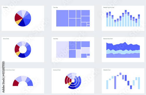 graphs and charts diagrams set vector image. Business analysis