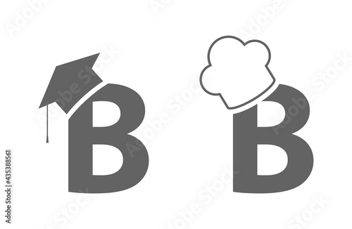 letter b in chef and graduate hat