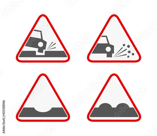 pothole road warning sign
