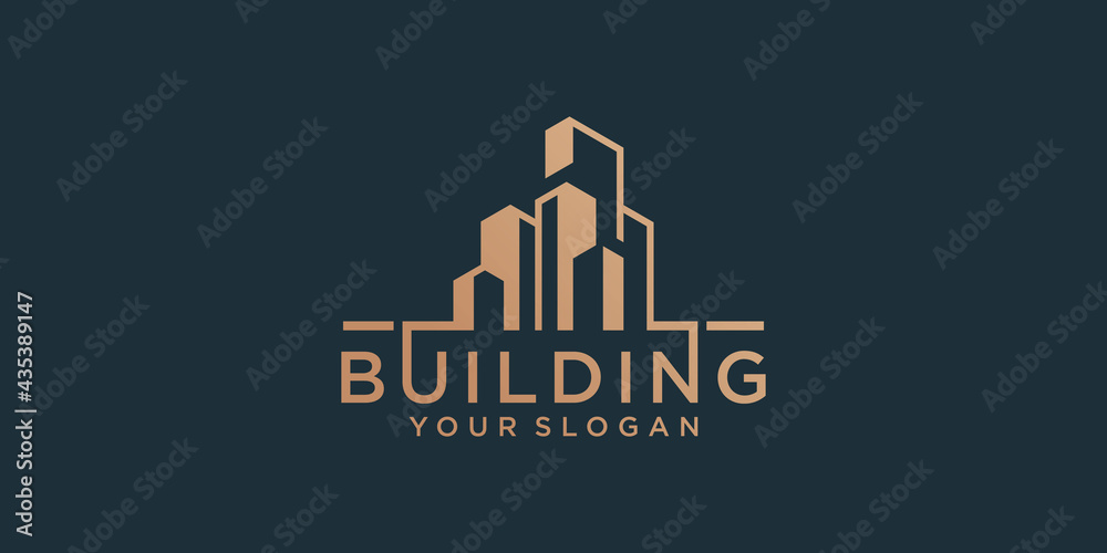 Building logo design template with gold color Building logo design template with gold color