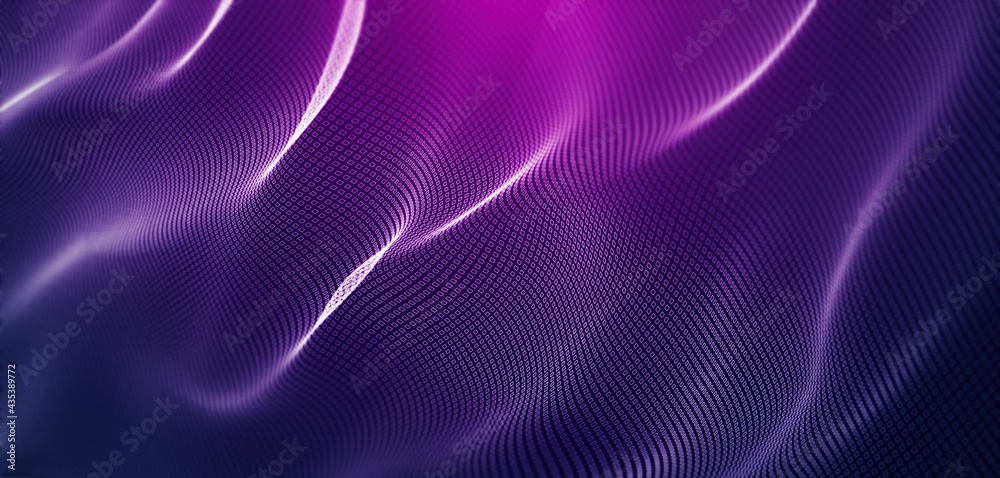 Wireframe dynamic polygonal grid pattern structure rippling motion as abstract blue-purple mesh waves network, background modern tech design Wireframe dynamic polygonal grid pattern structure rippling motion as abstract blue-purple mesh waves network, background modern tech design