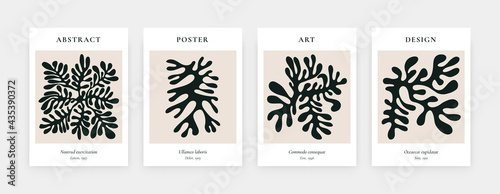 Art contemporary posters. Abstract Matisse inspired shapes for interior decor. Mid century prints, vector illustration