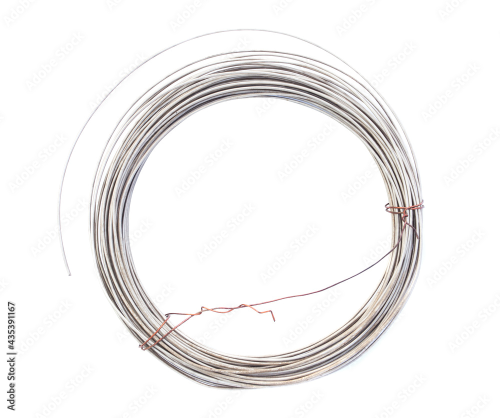 Roll of metal wire isolated on white Roll of metal wire isolated on white