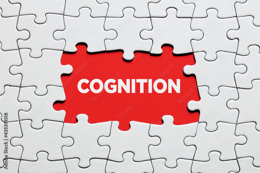 The word cognition surrounded by jigsaw puzzle. To increase or expand the cognitive domain The word cognition surrounded by jigsaw puzzle. To increase or expand the cognitive domain