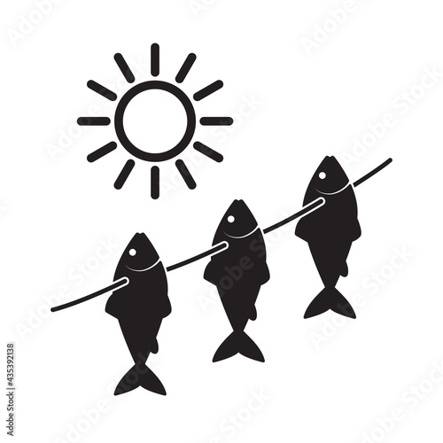 Dried fish icon isolated on white background vector illustration.