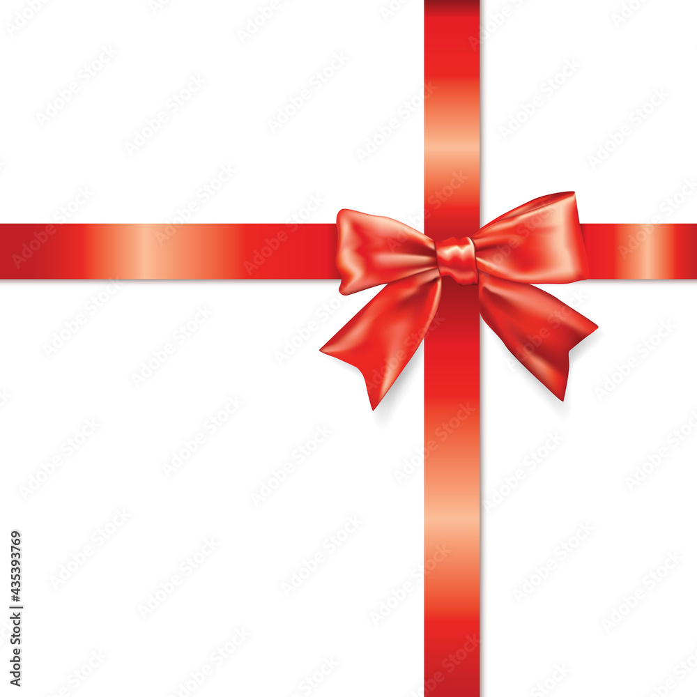 Red Satin Bow Ribbon Isolated Background. Vector Red Satin Bow Ribbon Isolated Background. Vector