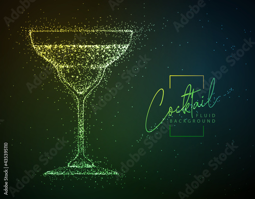 Neon fluid cocktail vector illustration.  Fluid background. Margarita cocktail