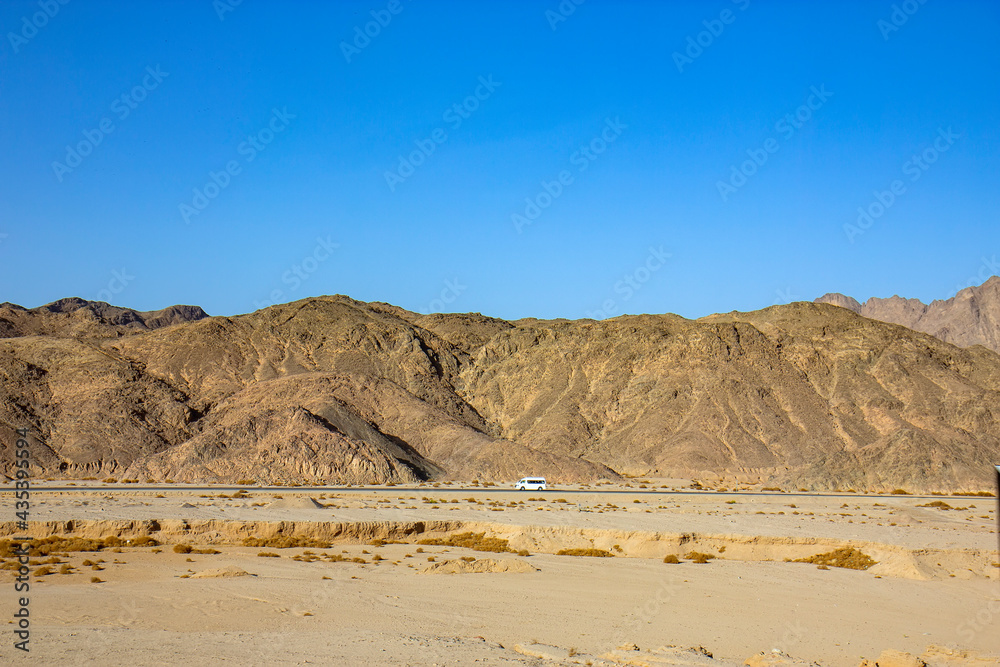 View of the road in Egypt stone desert