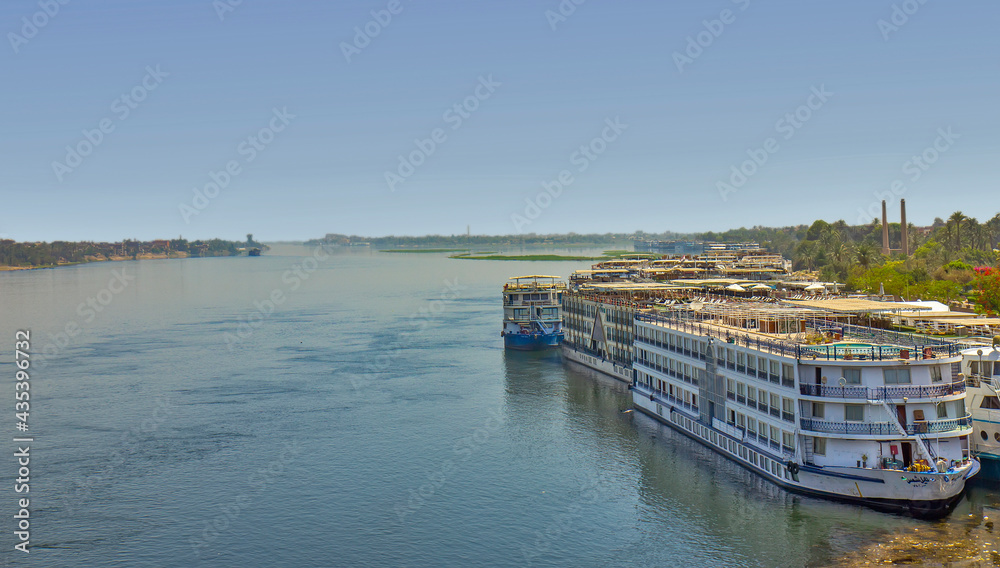 Big boats on the river Nile in Egypt