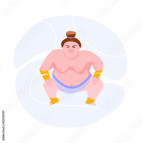 Sumo Wrestler Japanese vector flat illustration cartoon. Sumoist modern vector illustration on white background. Logo sumo wrestler