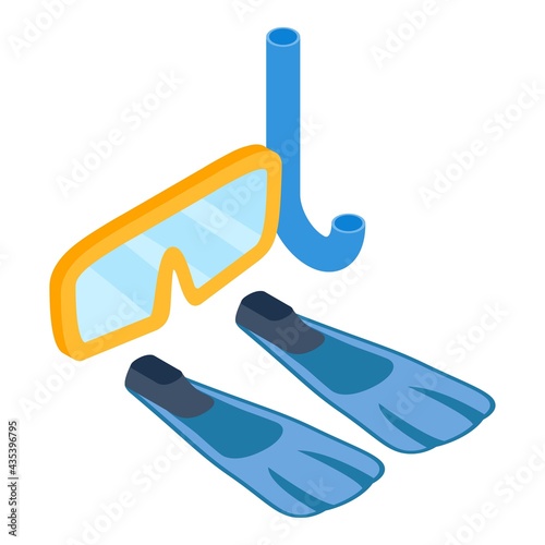 Snorkeling equipment icon. Isometric illustration of snorkeling equipment vector icon for web