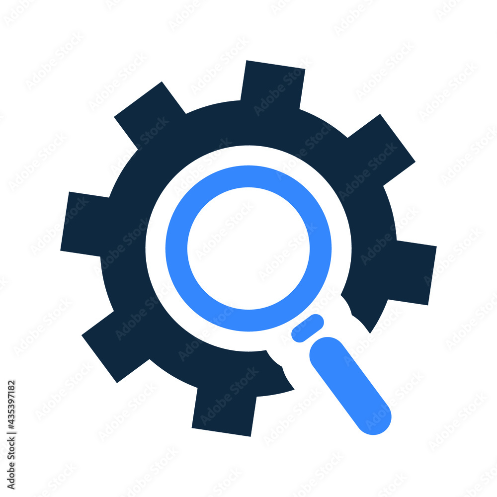 Gear, internet, search engine optimization, seo icon. Simple vector on isolated white background.