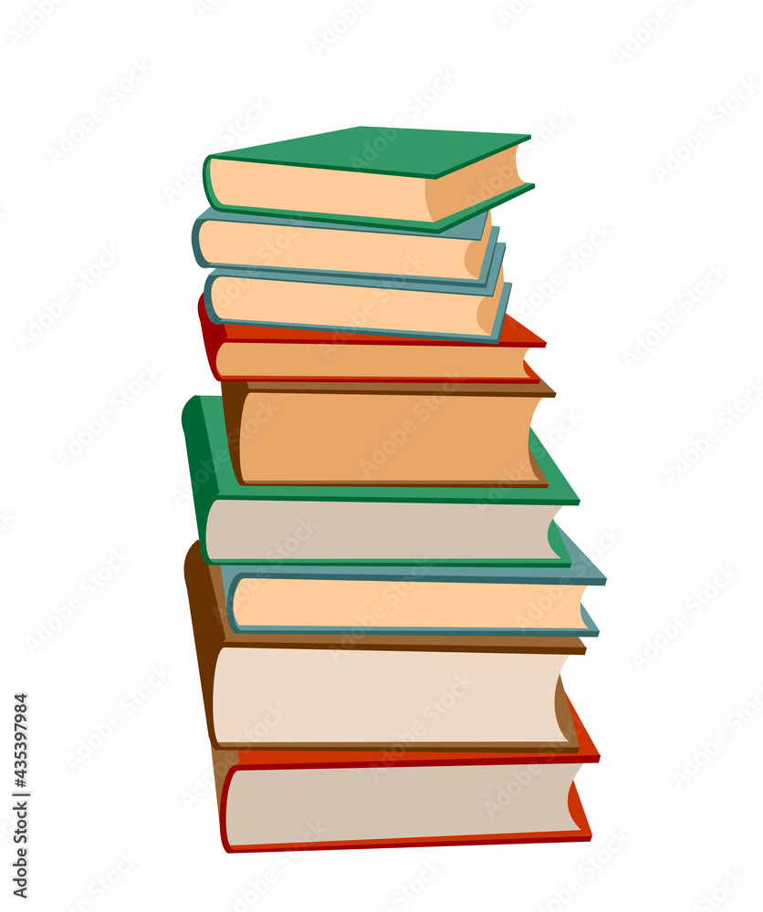 Stack of books on a white background. Pile of books vector illustration. Icon stack of books in flat style. Template design with books pile. Set of book icons in flat design style. Stack of books on a white background. Pile of books vector illustration. Icon stack of books in flat style. Template design with books pile. Set of book icons in flat design style.