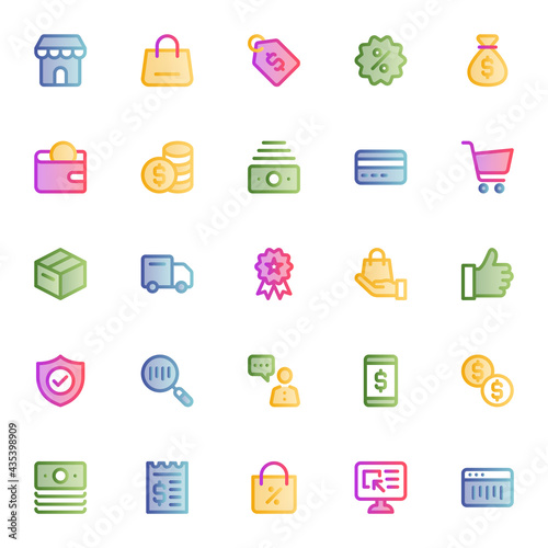 Filled outline, smooth icons for e-Commerce.
