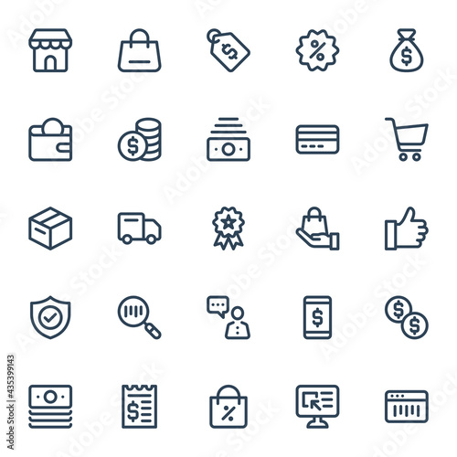 Outline icons for e-Commerce.