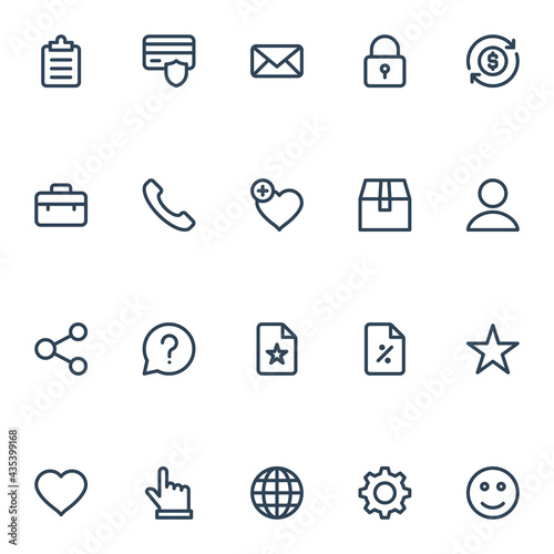 Outline icons for e-Commerce.