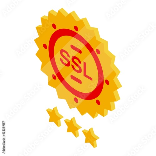 Emblem ssl certificate icon. Isometric of Emblem ssl certificate vector icon for web design isolated on white background