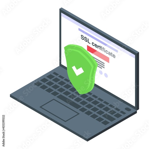 Laptop ssl certificate icon. Isometric of Laptop ssl certificate vector icon for web design isolated on white background
