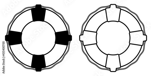 Life ring icon. Equipment for rescue of drowning, first aid to vacationers. Isolated simple vector on white