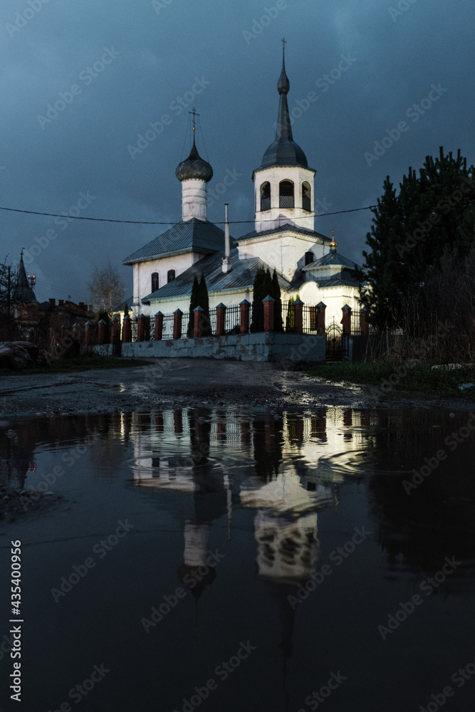 Church of St. Nicholas on Podzerye in Rostov after sunset