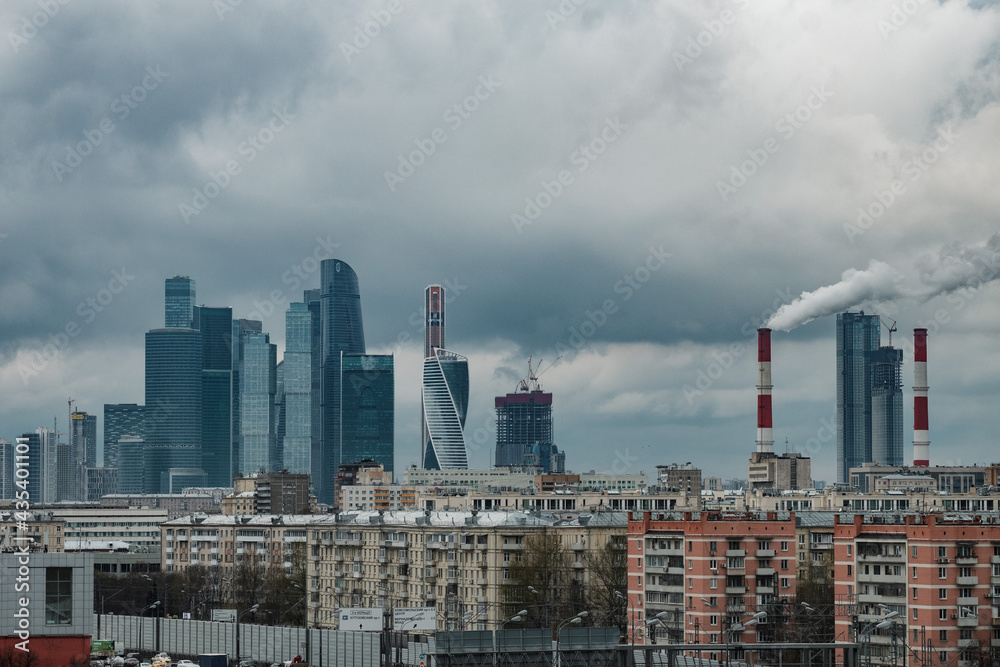 MOSCOW, RUSSIA - APRIL 21 2021: View of Moscow City MOSCOW, RUSSIA - APRIL 21 2021: View of Moscow City
