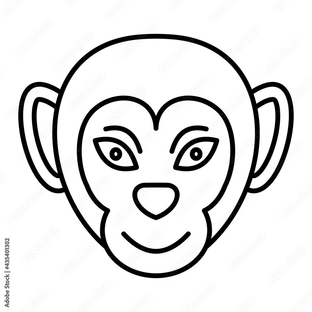 Vector Monkey Outline Icon Design Vector Monkey Outline Icon Design