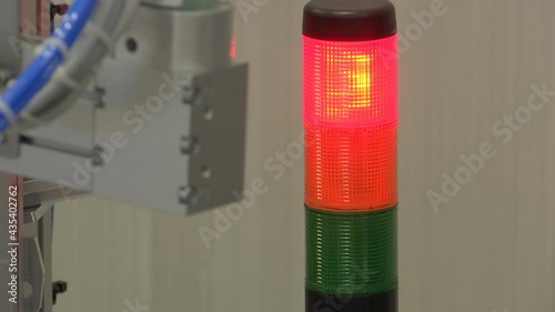 Warning light alarm for machine working. Close-up.