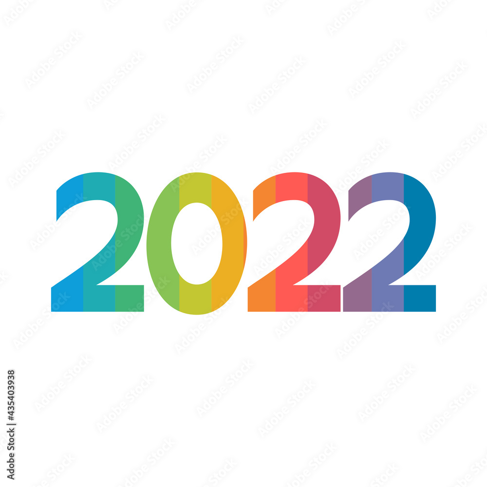 2022, a bright multicolored inscription in rainbow colors. Isolated vector illustration