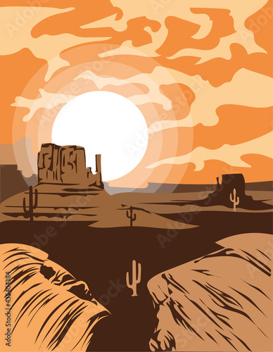 Western Background _ stylized vector clip art