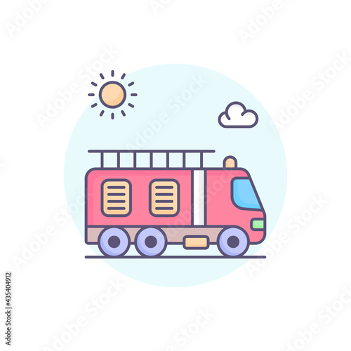 fire brigade vector round icon style illustration. EPS 10 File