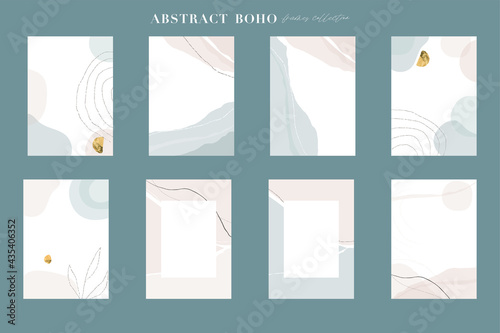 Abstract boho frames collection. Art shapes, geometric and brush textures